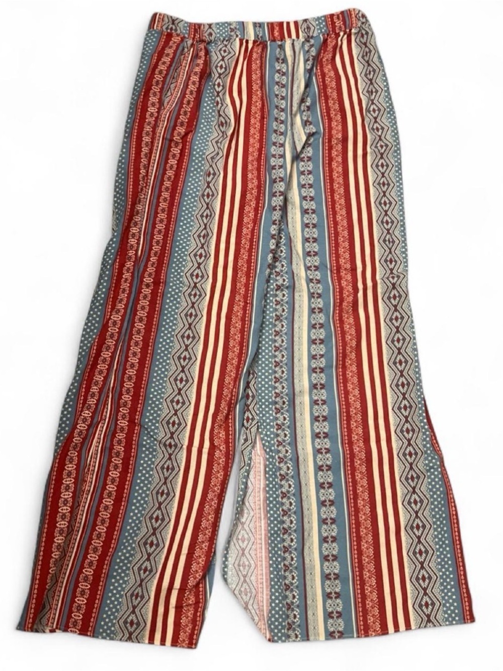 VENUS Striped Boho Wide-Leg Pants Geometric Patterned Multicolor Women’s Sz L - Picture 2 of 7